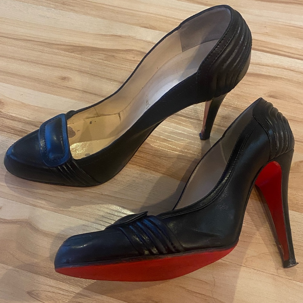 Vintage Christian Louboutin Black Heeled Loafers size 37